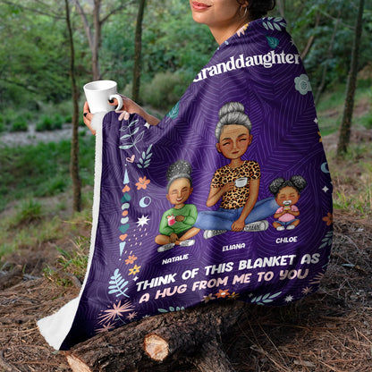 Custom Grandparent Grandchild Blanket With Quote A Hug From Me To You, Heartfelt Family Gift