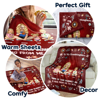 Custom Grandparent Grandchild Blanket With Quote A Hug From Me To You, Heartfelt Family Gift
