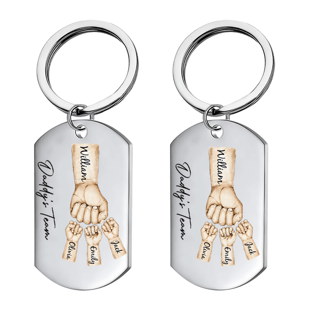 Daddy’s Team Fist Bump - Personalized Stainless Steel Keychain