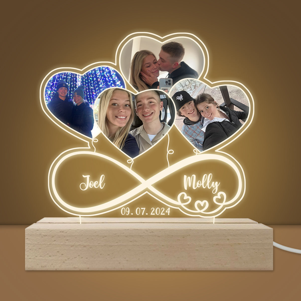 Custom Photo Infinity Heart Balloon‑Shaped 3D LED Lamp‑Personalized Romantic Gift for Couples
