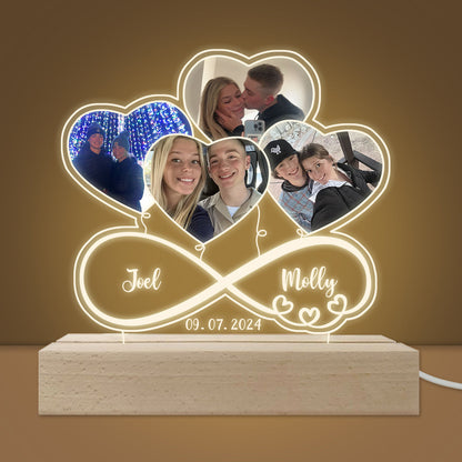 Custom Photo Infinity Heart Balloon‑Shaped 3D LED Lamp‑Personalized Romantic Gift for Couples
