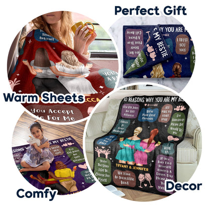 Personalized '10 Reasons Why You Are My Bestie' Custom Blanket Gift