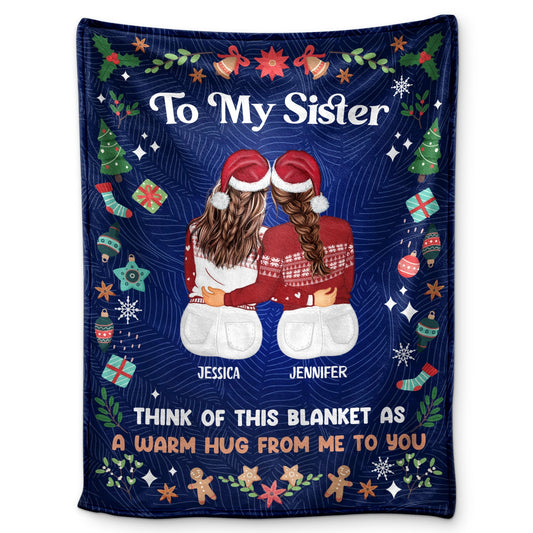 Personalized 'A Warm Hug' Christmas Blanket for Sisters & Best Friends