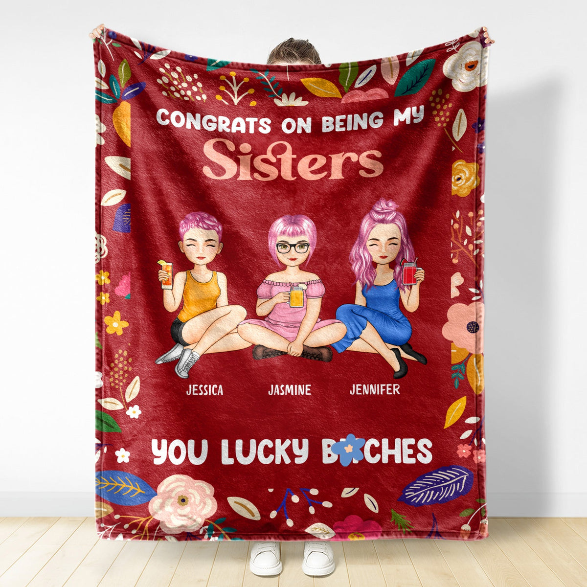 Personalized Bestie Blanket: 'Congrats On Being My Bestie, You Lucky Bitch'