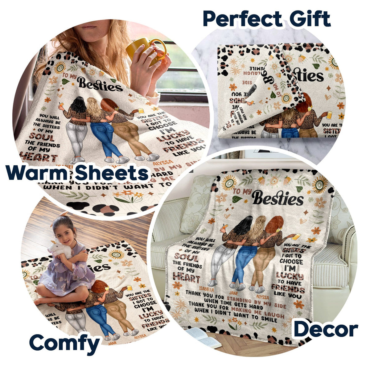 Personalized Best Friend Blanket: 'Sister of My Soul, Friend of My Heart' Gift