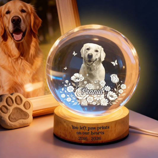 Personalized Pet Portrait LED Crystal Ball Night Light‑Sentimental Pet Memorial Keepsake