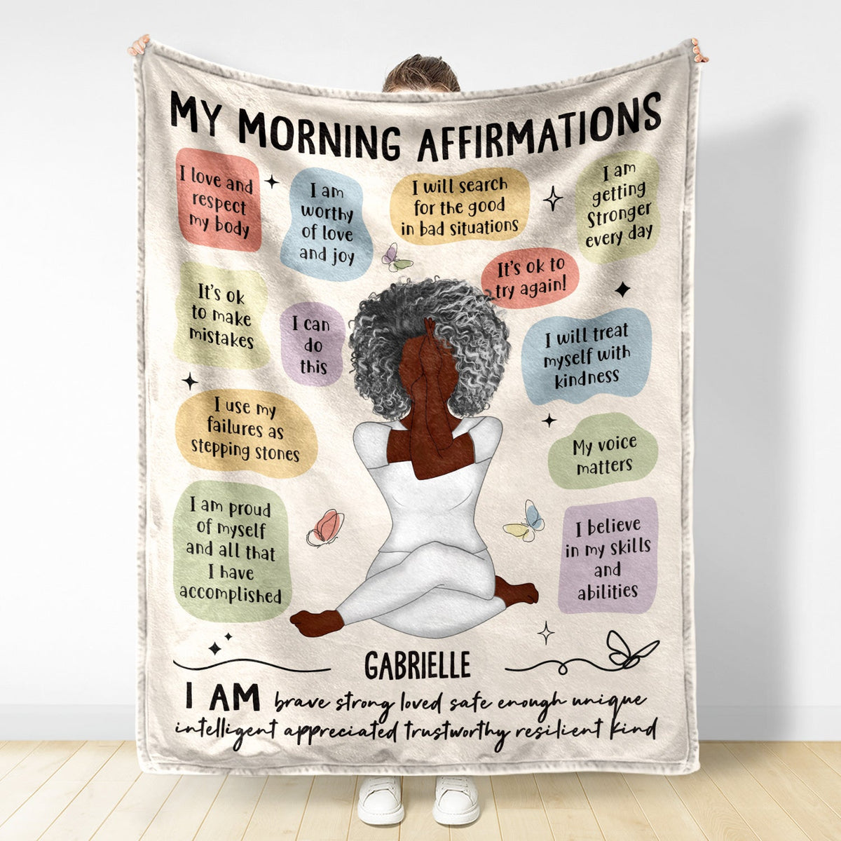 Personalized "My Morning Affirmations" Blanket - Empowering Self-Care Gift