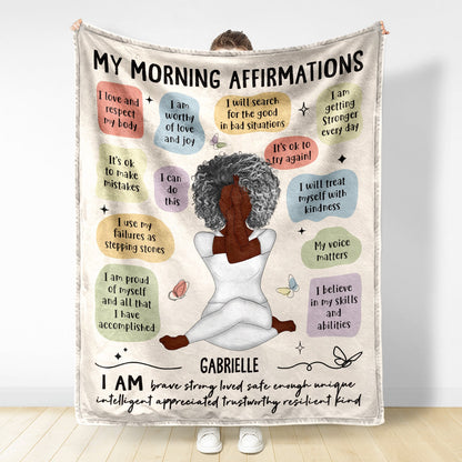 Personalized "My Morning Affirmations" Blanket - Empowering Self-Care Gift