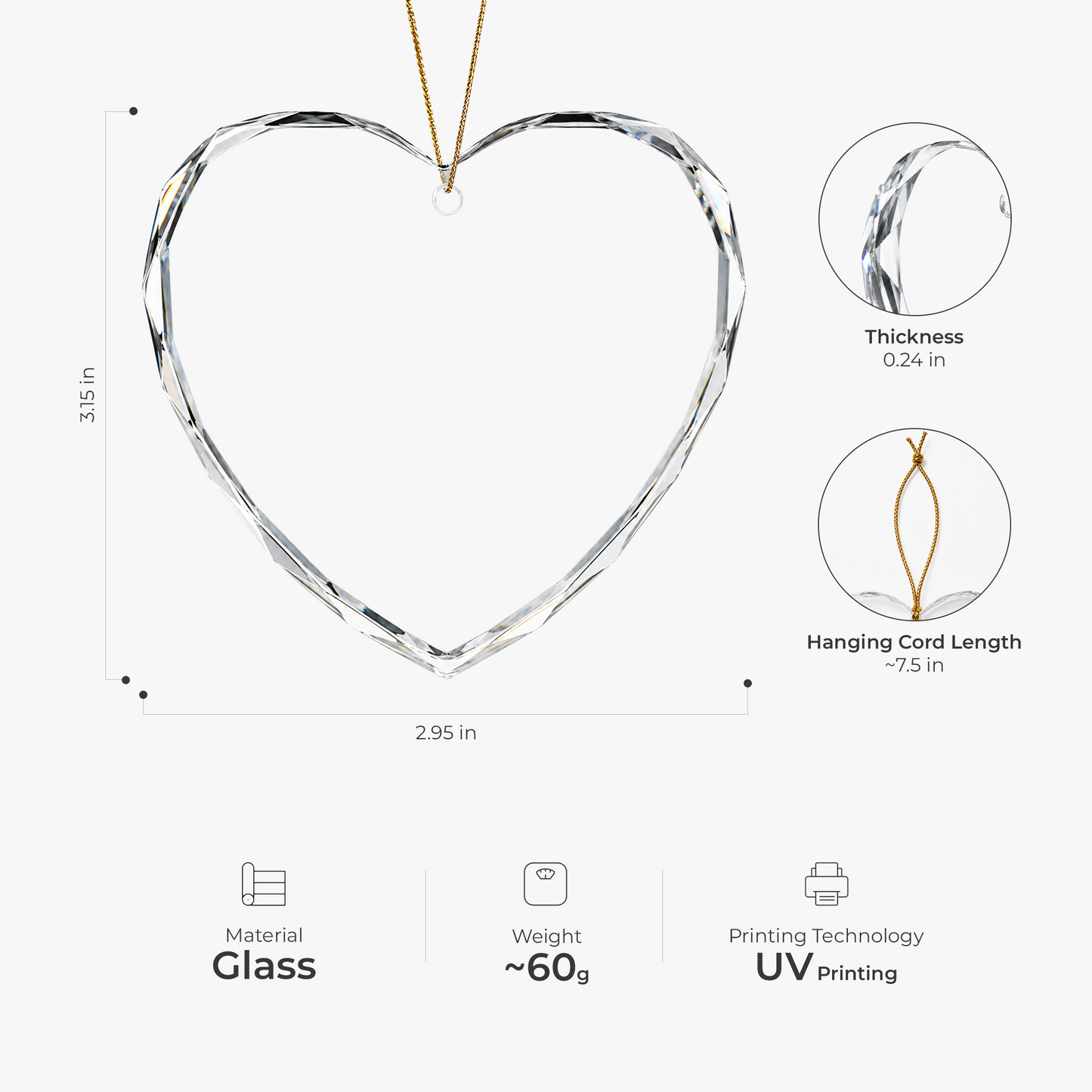 Our First Christmas, Personalized Heart Shaped Glass Ornament, Custom Gift for Newlyweds & Couples