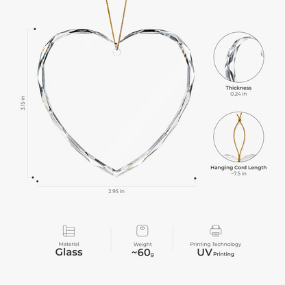 Our First Christmas, Personalized Heart Shaped Glass Ornament, Custom Gift for Newlyweds & Couples