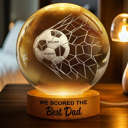 We Scored The Best Dad - Personalized Custom Soccer Crystal Ball Lamp