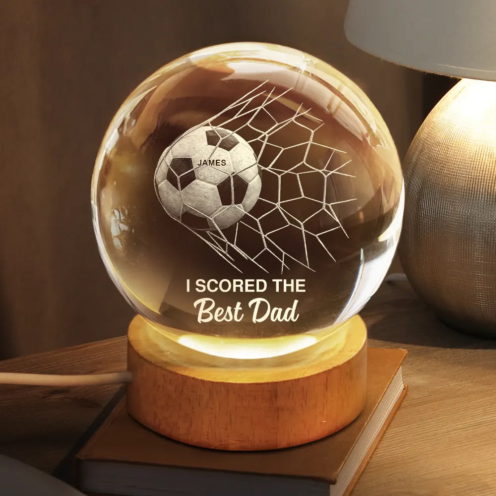 We Scored The Best Dad - Personalized Custom Soccer Crystal Ball Lamp