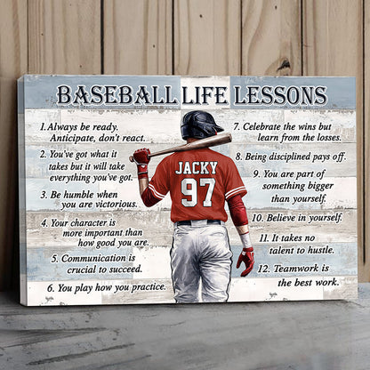 Personalized Baseball & Softball Life Lessons Poster / Canvas - Gift for Sports Families