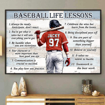 Personalized Baseball & Softball Life Lessons Poster / Canvas - Gift for Sports Families