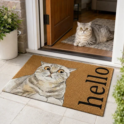 Custom Standard Doormat with Watercolor Dog Portrait and Hello Greeting, Heartwarming Creative Gift for Pet Owners
