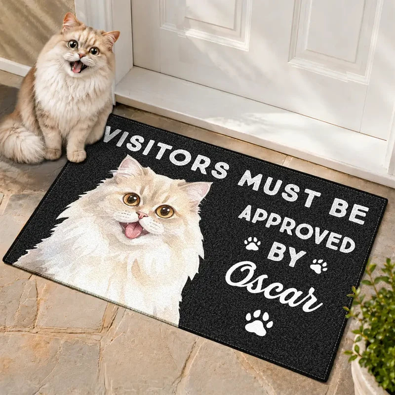 Personalized Standard Doormat with Watercolor Dog Art, Visitors Must Be Approved, Unique Gift for Dog Owners