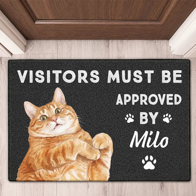 Personalized Standard Doormat with Watercolor Dog Art, Visitors Must Be Approved, Unique Gift for Dog Owners