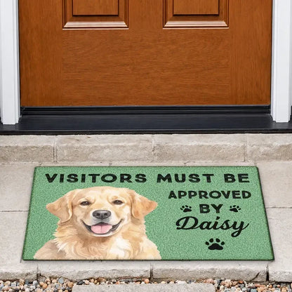 Personalized Standard Doormat with Watercolor Dog Art, Visitors Must Be Approved, Unique Gift for Dog Owners