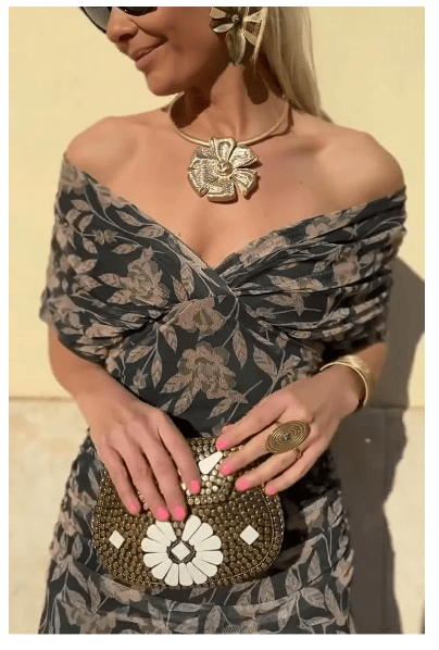 ⏳Tidsbegränsad Special⏰ V-ringad klänning med tryck och axelband för kvinnor