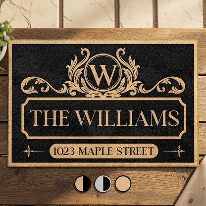 Personalized Standard Doormat with Vintage Family Monogram and Address Look for a Unique Housewarming Gift