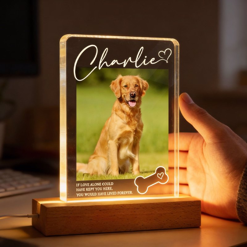 If Love Alone Could Have Kept You Here - Personalized Pet Loss Memorial Acrylic Block LED Night Light
