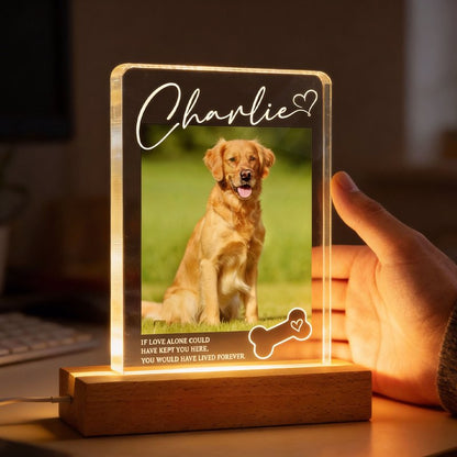 If Love Alone Could Have Kept You Here - Personalized Pet Loss Memorial Acrylic Block LED Night Light
