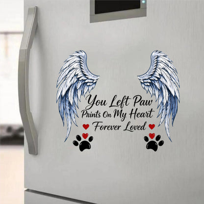 Personalized Pet Memorial Sticker, Custom Photo Angel Wing Decal, You Left Paw Prints On My Heart Forever Loved, Custom Name & Date Pet Loss Sympathy Gift for Dog Cat Owner, Waterproof Car Window Decal