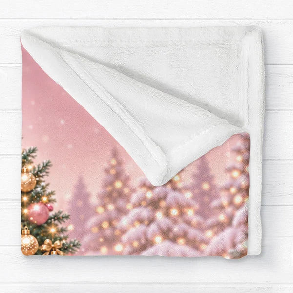 Personalized Pink Nutcracker Ballerina Fleece Blanket, Christmas Ballet Scene Design, Sweet Gift for Daughter