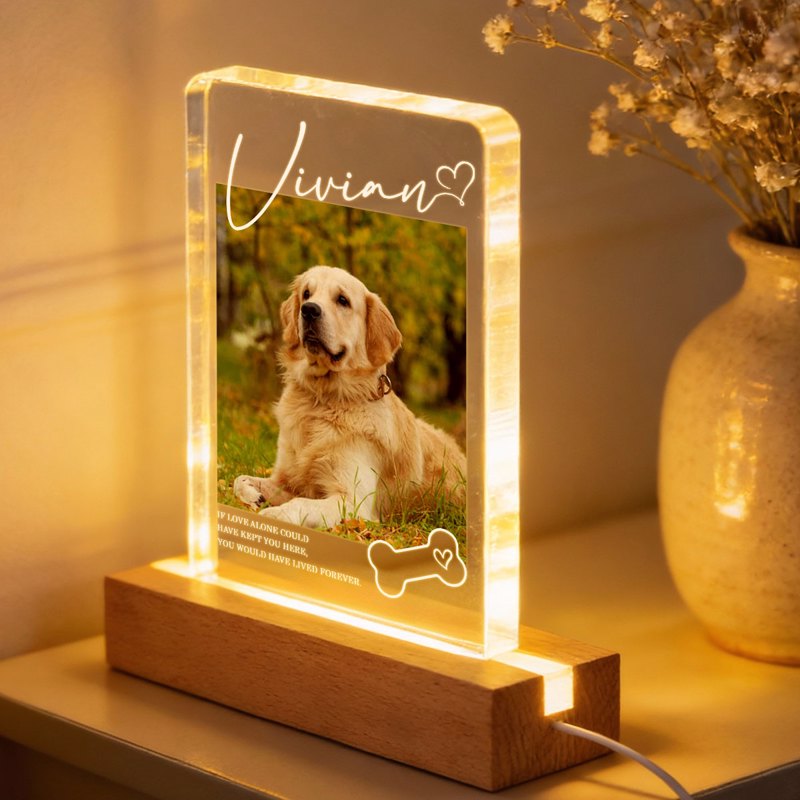 If Love Alone Could Have Kept You Here - Personalized Pet Loss Memorial Acrylic Block LED Night Light