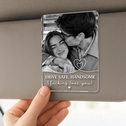 Custom Couple Photo Car Visor Clip, Personalized Drive Safe Gift, Photo Keepsake for Couples
