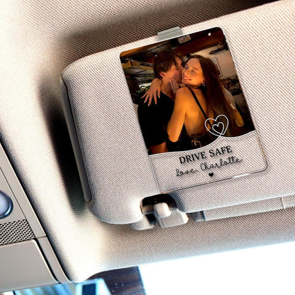 Custom Couple Photo Car Visor Clip, Personalized Drive Safe Gift, Photo Keepsake for Couples