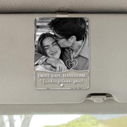 Custom Couple Photo Car Visor Clip, Personalized Drive Safe Gift, Photo Keepsake for Couples