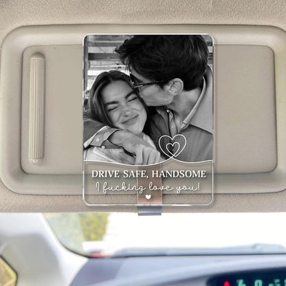 Custom Couple Photo Car Visor Clip, Personalized Drive Safe Gift, Photo Keepsake for Couples