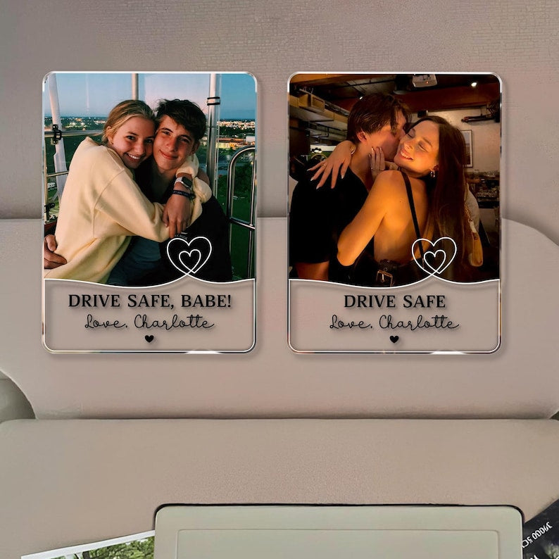 Custom Couple Photo Car Visor Clip, Personalized Drive Safe Gift, Photo Keepsake for Couples