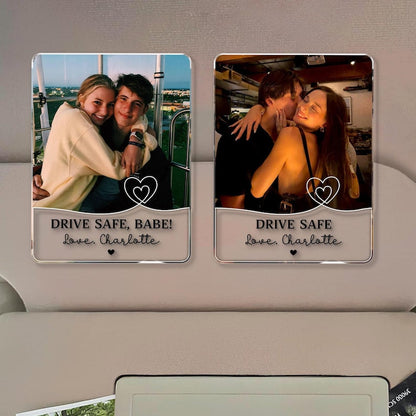 Custom Couple Photo Car Visor Clip, Personalized Drive Safe Gift, Photo Keepsake for Couples