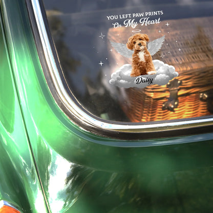 Personalized Pet Memorial Sticker Decal, Winged Dog on a Cloud, Unique Remembrance Gift for Dog Lovers