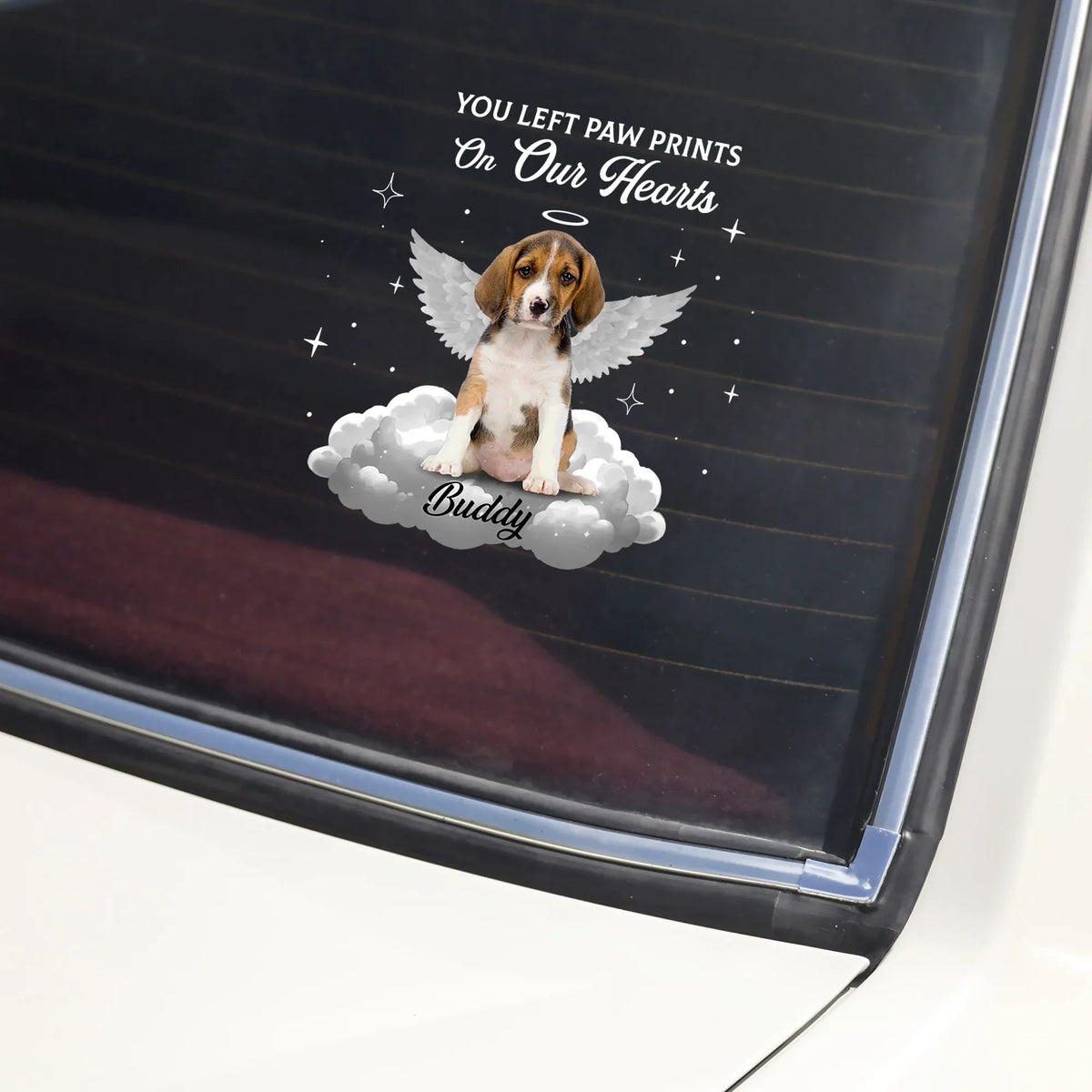 Personalized Pet Memorial Sticker Decal, Winged Dog on a Cloud, Unique Remembrance Gift for Dog Lovers