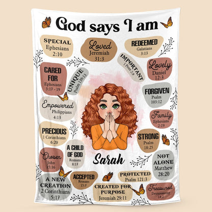 “God Says I Am” Personalized Blanket – A Meaningful Gift of Faith for Her / Him