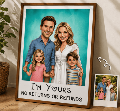Personalized Cartoon Photo Poster – Custom Caricature Wall Art for Couples & Families