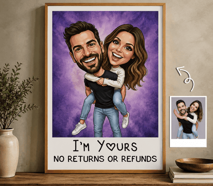 Personalized Cartoon Photo Poster – Custom Caricature Wall Art for Couples & Families