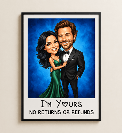 Personalized Cartoon Photo Poster – Custom Caricature Wall Art for Couples & Families
