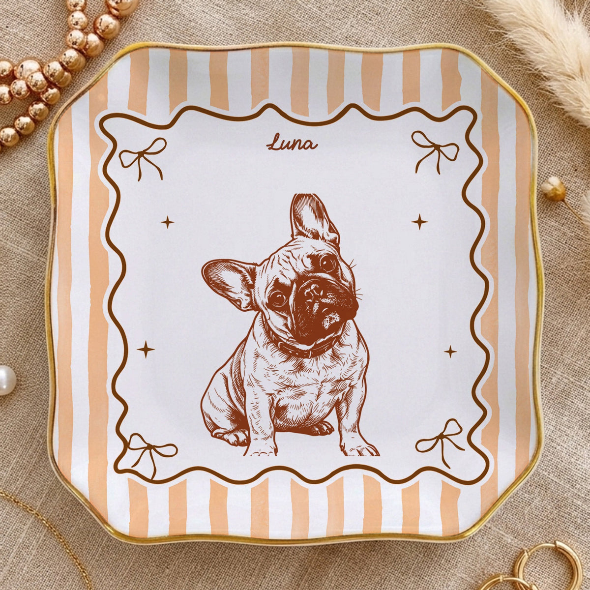 Custom Pet Portrait Jewelry Dish, Personalized Dog or Cat Line Art, Unique Gift for Pet Lovers