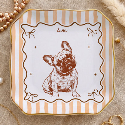 Custom Pet Portrait Jewelry Dish, Personalized Dog or Cat Line Art, Unique Gift for Pet Lovers