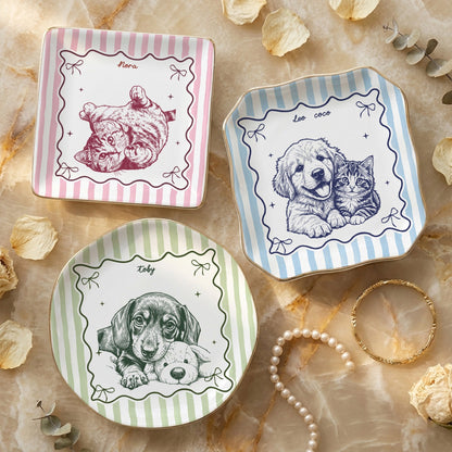 Custom Pet Portrait Jewelry Dish, Personalized Dog or Cat Line Art, Unique Gift for Pet Lovers