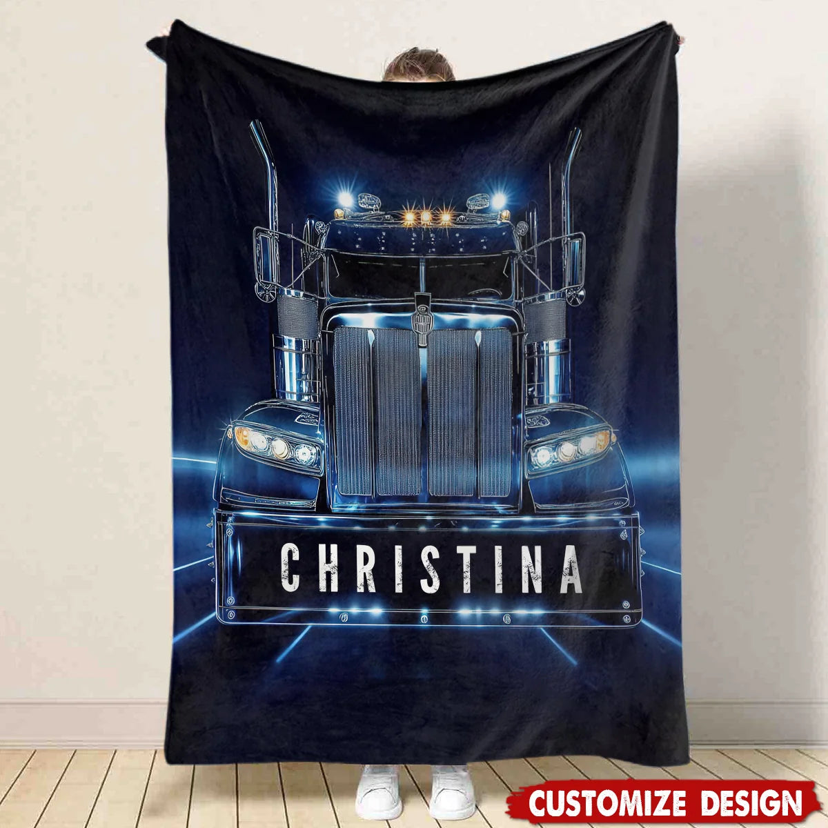 Personalized Trucker Throw Blanket With Custom Name - Unique Keepsake Gift For Semi Truck Drivers