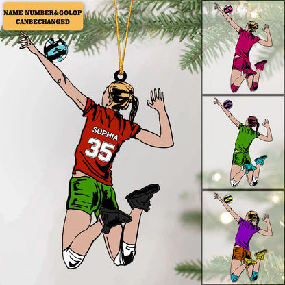 Custom Volleyball Player Acrylic Ornament - Personalized Name & Number Gift