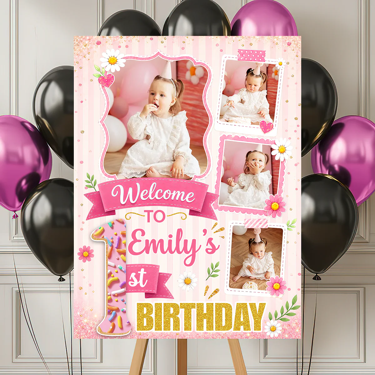 Welcome to Birthday Party Personalized Poster / Canvas - Custom Name & Photo Sign