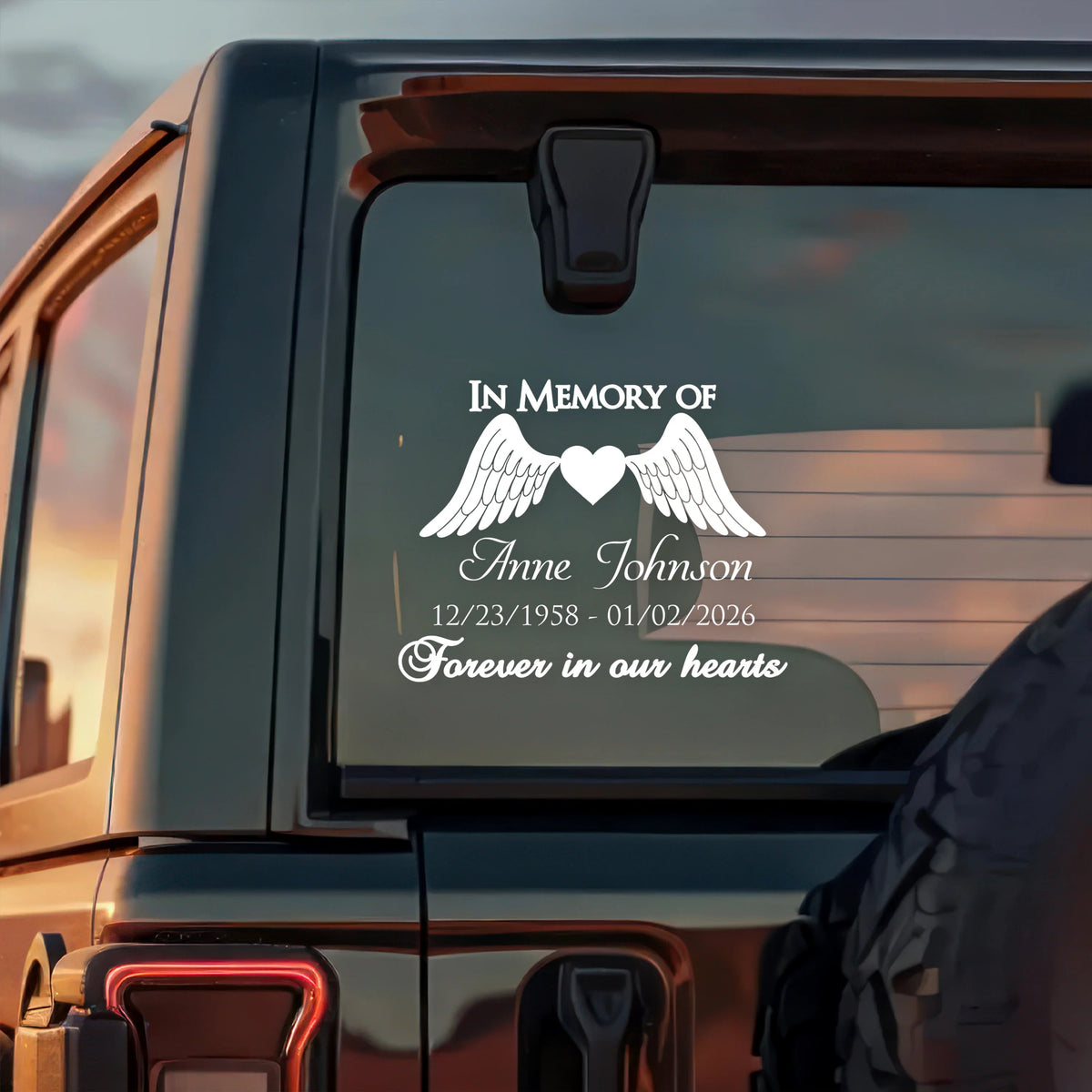 Your Love Travels With Me – Personalized Memorial Car Decal, Custom Name & Dates Tribute Sticker