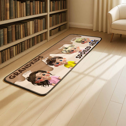 Custom Grandkids Spoiled Here Floor Runner Rug - Personalized Cartoon Mat for Grandparent Home