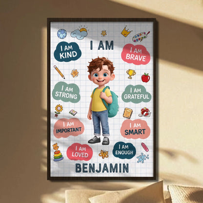 Little Hearts, Limitless Potential – Personalized Kids Affirmation Canvas / Poster, Custom Name Inspirational Wall Art for Boys & Girls